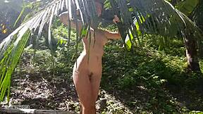 A voyeur snaps tall naked girl in Amazon jungle wildness
