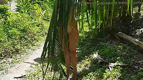 A voyeur snaps tall naked girl in Amazon jungle wildness