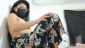 A beautiful mexican woman dances naked, shaking her huge curvy ass for me.