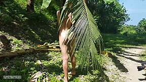 A voyeur snaps tall naked girl in Amazon jungle wildness