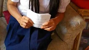 What secrets hide behind this amateur Asian schoolgirl's innocent homemade tease?