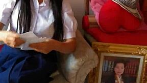 What secrets hide behind this amateur Asian schoolgirl's innocent homemade tease?