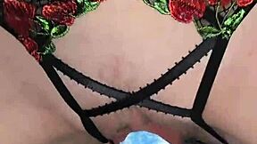 Wanna see this milf stroke cock then bounce on huge dildo through crotchless panties?