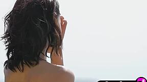 sade mare teases outdoor with petite tits reveal