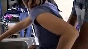 damn, this cute mexican amateur gets fucked hard while washing dishes 😍🔥