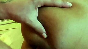 padrastro bends over his big ass ebony stepdaughter, fucks gaping anal creampie as she moans happily