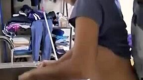 damn, this cute mexican amateur gets fucked hard while washing dishes 😍🔥