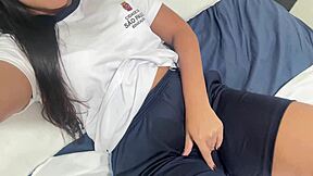 Brazilian exhibitionist flashes juicy big clit pussy - homemade solo for professor?