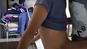 damn, this cute mexican amateur gets fucked hard while washing dishes 😍🔥