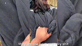 emo slut chokes on big black cock doggystyle in the forest then creampied