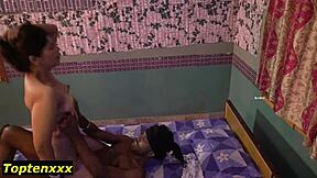 Indian Beauty Takes African Boy's Hardcore Pounding Bent Over with Oiled Tight Pussy Creampie