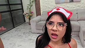Emily White begs santa for rough double anal penetration pounding