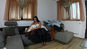 gorgeous curvy housewife in huge fluffy jacket teases ass worship with dirty joi masturbation talk