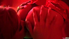lesbian strippers rub big tits together then finger shaved wet cunts and lick pussies hungrily