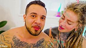 Tattooed Babe's Asshole Stretched Atm Gaping With Huge Cock And Cum Finish