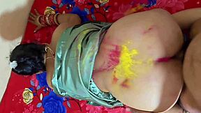 Beautiful Indian bhabhi fucks devar during Holi