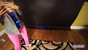 Ryann's Petite Inked Coed Brunette Delivers Sloppy Rimjob Deepthroat Cum Swallow