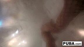 wow! leya falcon strips nude in shower masturbating her pierced pussy!
