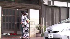 japanese kimono babe fucked hard swallows massive jizz load