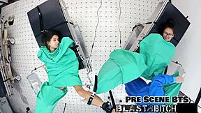 stepsister aria nicole teases in pov nurse roleplay bent over doggystyle backstage