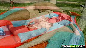 Jmac pounds amber addis' tight shaved pussy outdoor from every angle screaming