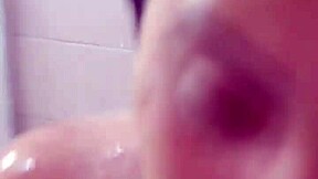 Cum bath in the shower drenches my tits completely with hot sticky loads