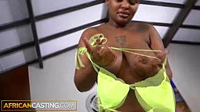 big tits bald ebony babe gets rammed hard by hung stud during raw amateur casting fuck