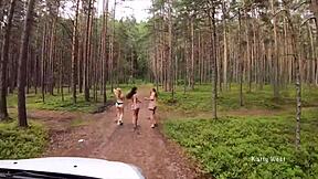 Three forest lesbians finger and masturbate wildly after pickup!
