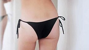 chillin' with sexy bikini babes in thong panties by the beach
