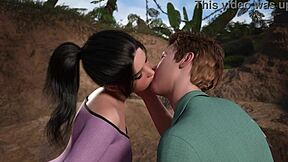 Hot couple plays intimate game deep in the jungle forest