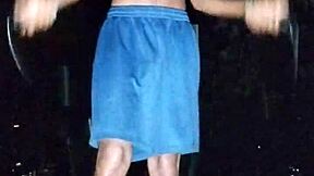 athletic brunette daddy's girl works out in dorm 😏💦