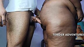 Sloppy facial cumshot blowjob then BBW ebony bent over doggy