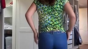 Stepmom lets me jerk watching her huge pussy lips