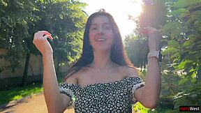 Skinny Teen Flashes Ass Plug Upskirt in Fishnets Publicly