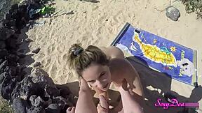 sexydeas strips barefoot beach tan lines big ass bent over pov doggystyle monster cock cum on ass shaking