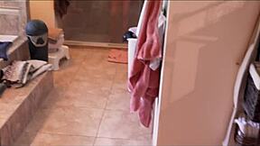Blonde milf Clover Baltimore seduces former babysitter with big tits shower tease