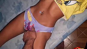 Why does stepdad bend over my skinny Thai teen costume slut?!