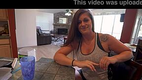 Blonde milf Clover Baltimore seduces former babysitter with big tits shower tease