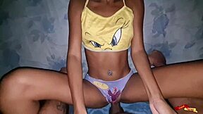 Why does stepdad bend over my skinny Thai teen costume slut?!