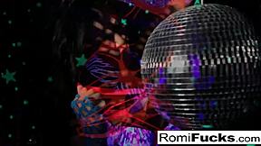 romi plays with disco ball then stuffs toys deep in her pussy at nightclub
