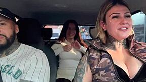 damn uber driver bangs 18yo silicone teen and hubby in car wet pussy orgy
