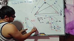the nerdy asian student with brown eyes corners her teacher in bedroom for triangle sex math
