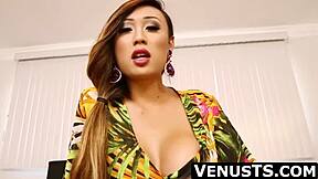 Stunning Asian Shemale Venus Luxx Jerks Huge Throbbing Cock Solo