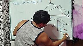 the nerdy asian student with brown eyes corners her teacher in bedroom for triangle sex math