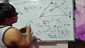 the nerdy asian student with brown eyes corners her teacher in bedroom for triangle sex math