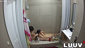Luuv Xaner And Grossy Shower Together Flashing Her Perfect Natural Tits