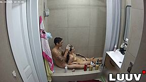 Luuv Xaner And Grossy Shower Together Flashing Her Perfect Natural Tits
