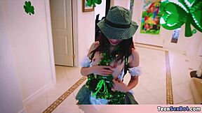 stepsis cosplay fuck in cute st patrick's uniform flat chest petite pounding