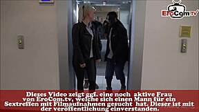 German monster black cock fucks two tattooed sluts in stairwell threesome cum swallow