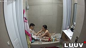 Luuv Xaner And Grossy Shower Together Flashing Her Perfect Natural Tits